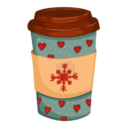 Jolie tasse de café. Smoothie au café, chocolat ou fruits, boisson chaude en papier illustration vectorielle de dessin animé