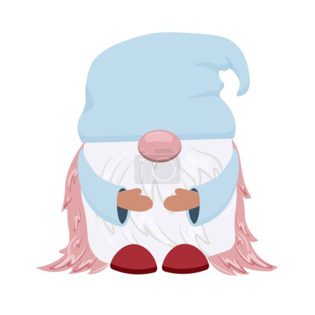 Illustration for Dwarf angel, dwarf in a blue cap. Wings, cute character - Royalty Free Image