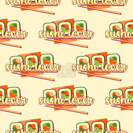Téléchargez les illustrations : Modèle de sushi amant. Conception d'emballage Sushi. Publicité de sushis et de petits pains. De la nourriture asiatique. De la nourriture japonaise. amant de sushi - en licence libre de droit
