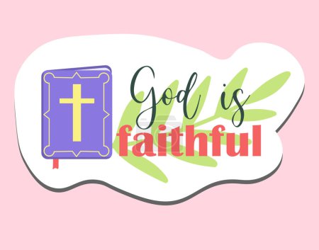 Ilustración de God is faithful. Christian symbols. bible and palm branches. Palm Sunday sticker.christian sticker. - Imagen libre de derechos