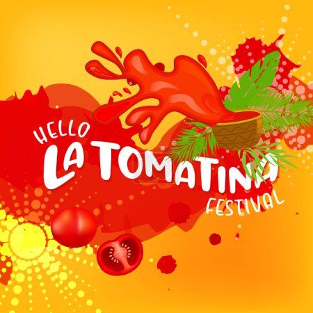 La Tomatina festival banner. La Tomatina in Spain. tomato fight. tomato battle