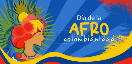Illustration for Afro-Colombian Day in Colombia in Spanish. Horizontal banner in bright colors travel concept to colombia. - Royalty Free Image
