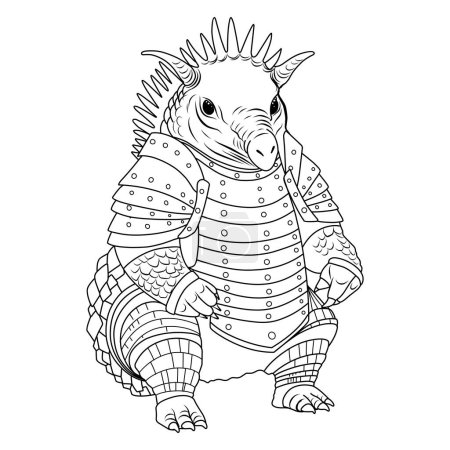 Coloring page armadillo. Armadillo coloring page in modern style