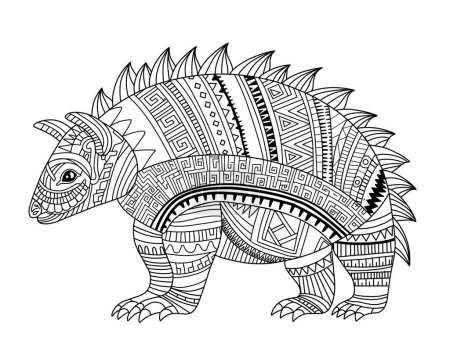 Coloring page armadillo. Armadillo coloring page in modern style