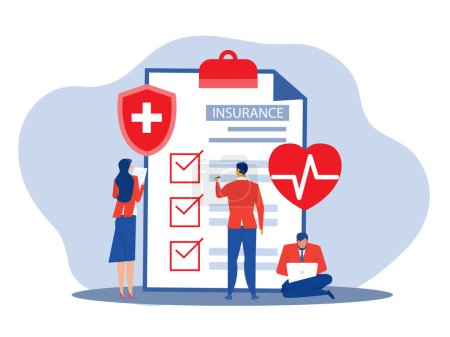 Ilustración de Concepto de seguro de salud, finanzas y servicios médicos ilustración vectorial sobre seguro de salud. - Imagen libre de derechos
