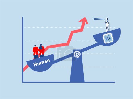 Unternehmensindustrie ersetzt menschliche Analyse aus Diagrammen zeigen Roboter ersetzen menschliche Arbeitsplätze Zukunft Roboter führen dazu, dass Menschen ihre Arbeitsplätze verlieren