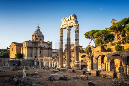 Photo for Ruins of famous Roman Forum (Foro Romano) at sunrise in Rome, Italy - Royalty Free Image
