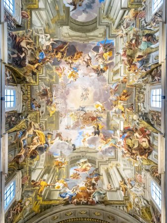 Photo for Rome, Italy - September 6 2022: Frescoes with the "Apotheosis of Saint Ignatius" by Andrea Pozzo, in the Church of Saint Ignatius of Loyola in Rome, Italy. - Royalty Free Image