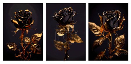 Téléchargez les photos : Fractal flowers golden and black liquid marble background. Resin geode and abstract art, functional art, like watercolor geode painting. 3d wallpaper for wall frames. - en image libre de droit