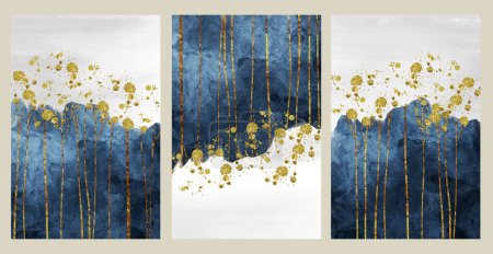 Foto de 3d abstracto de mármol moderno fondo de pantalla para la decoración de la pared de lona. Fondo dorado, azul, turquesa y gris. Geoda de resina y arte abstracto, arte funcional, como la pintura geoda acuarela. - Imagen libre de derechos