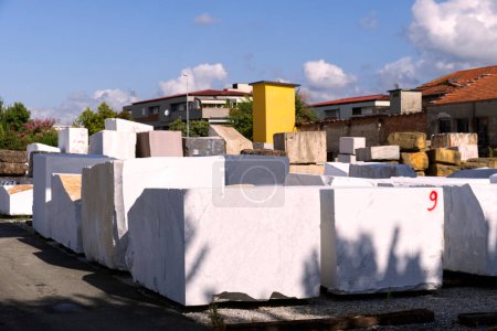 white carrara marble block in quarry. High quality photo