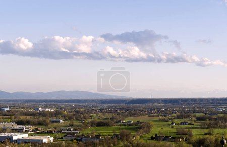 Alpine mountains and Turin landscape seen from the Canavese valleys. High quality photo
