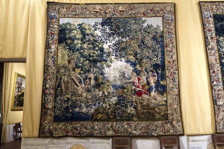 Photo for Venaria Reale Castle, Italy - 26 Dec 2023: Tapestry from the Savoy family collection. High quality photo - Royalty Free Image