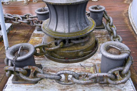 mooring pulleys of an old ship. High quality photo