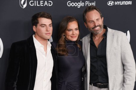 Photo for Beverly Hills, CA USA - March 14, 2024: Brooks Marks, Meredith Marks, Seth Marks attends the 35th Annual GLAAD Awards. - Royalty Free Image