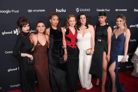 Photo for Beverly Hills, CA USA - March 14, 2024: Sophie Thatcher, Samantha Hanratty, Jasmin Savoy Brown, Liv Hewson, Melanie Lynskey, Courtney Eaton attends the 35th Annual GLAAD Awards. - Royalty Free Image