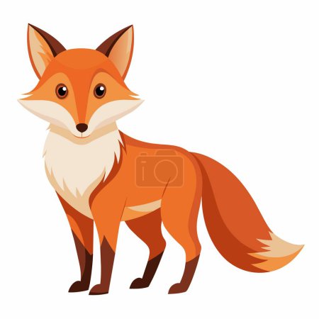 Ein rotes Fuchsspielzeug, ein schnelles und fleischfressendes Landtier, steht auf weißem Hintergrund. Er hat ein fawnfarbenes Fell, einen markanten Schwanz und eine spitze Schnauze