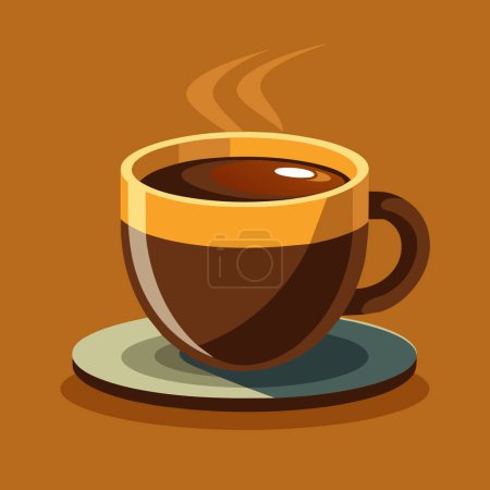 Illustration for A cup of coffee sitting on a saucer, with steam rising from it, creating a warm and inviting scene - Royalty Free Image
