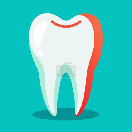 Image of a tooth with red spot on blue background, symbolizing a connection to the human body. Keywords sleeve, gesture, font, sportswear, art, plant, PPE, symbol, electric blue