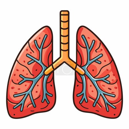 Illustration for A cartoon depiction of lungs with veins is shown in the image, embodying a blend of art and science. The intricate design illustrates symmetry and pattern - Royalty Free Image