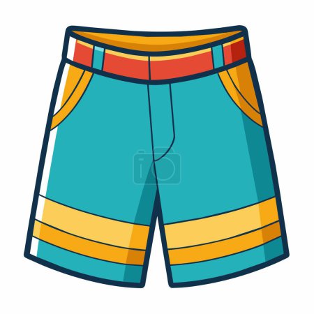 Una ilustración de dibujos animados de un par de pantalones cortos representados sobre un fondo blanco que enfatiza la ropa como pantalones cortos y otros artículos de ropa para el cuerpo humano