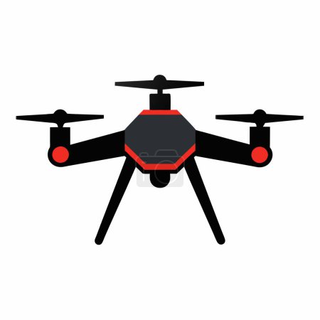 An illustration of a black and red drone symbol displayed on a white backdrop