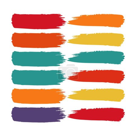 Illustration for A variety of vibrant paint brush strokes displayed on a plain white backdrop, creating a colorful and artistic pattern - Royalty Free Image
