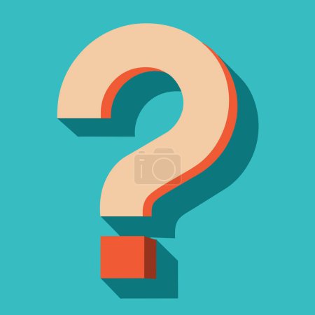 Picture of a question mark with a shadow against a blue backdrop, commonly used in graphics or branding projects, signifying curiosity or inquiry