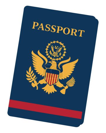The passport is electric blue with a prominent gold eagle emblem on it. The accipitridae bird symbol adds a regal touch to the design