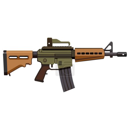 Detailed vector illustration of a modern assault rifle, suitable for military and tactical contexts.