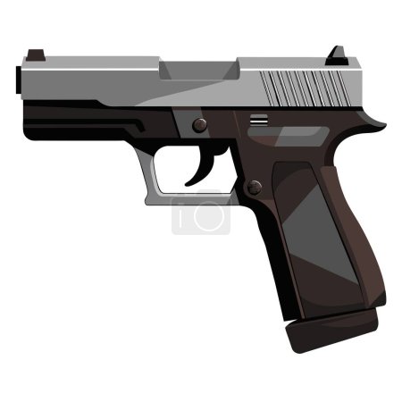 Eine detaillierte Vektorillustration einer halbautomatischen Handfeuerwaffe, perfekt für Ausbildungs- und Designzwecke