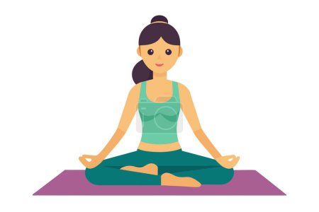 Eine Frau sitzt mit überkreuzten Beinen und geschlossenen Augen und erscheint gelassen und ruhig in Meditationsposition.
