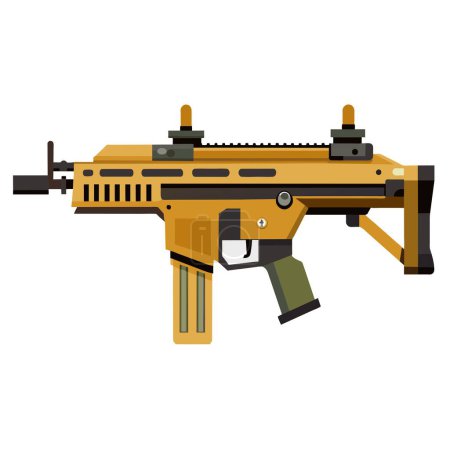 Vector illustration of a modern tactical assault rifle, perfect for military and gaming related projects.