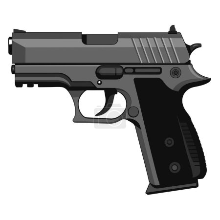 Una vista de cerca de un vector detallado ilustración de una pistola con mango marrón sobre un fondo blanco.