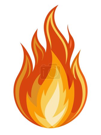 Vector illustration of a vibrant fire flame symbolizing energy, warmth, and combustion. Conveys passion and intensity