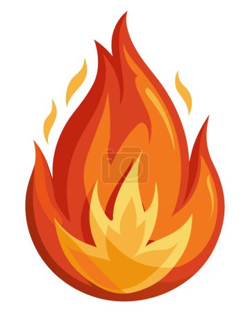 Vector illustration of a vibrant fire flame symbolizing energy, warmth, and combustion. Conveys passion and intensity