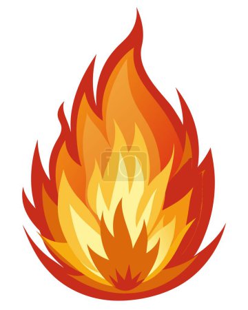Vektor-Illustration einer lebendigen Feuerflamme, die Energie, Wärme und Verbrennung symbolisiert. vermittelt Leidenschaft und Intensität