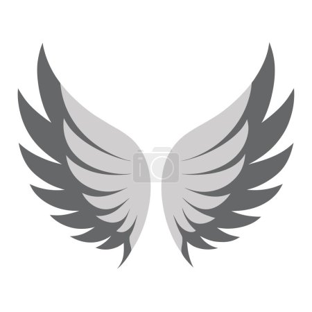 Illustration for The image shows a pair of gray wings set against a white background. It features elements like symmetry, a symbol, and automotive decal design - Royalty Free Image