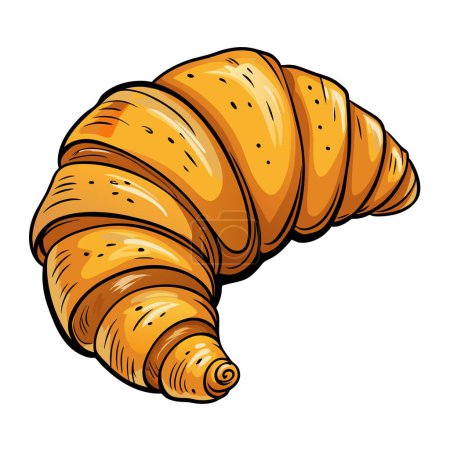 This is an illustration of a freshly baked croissant, featuring a golden brown and flaky pastry appearance