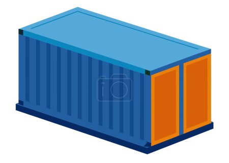 Téléchargez les illustrations : Les conteneurs de fret rouges et bleus sont couramment utilisés dans la logistique pour le commerce mondial et le transport - en licence libre de droit