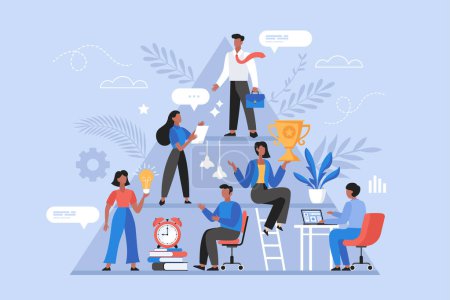 Illustration for People management and organizational structure for company concept. Modern vector illustration of people business team and office staff - Royalty Free Image