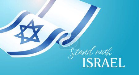 Illustration for Israel flag with a star of David isolated on blue background. Banner design template. Vector illustration - Royalty Free Image