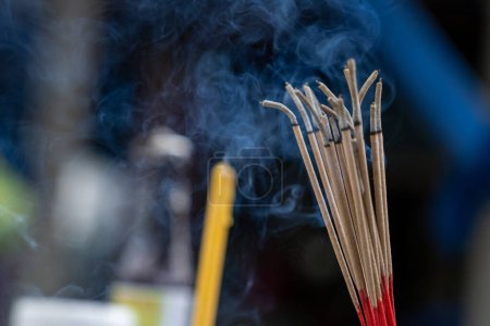 Photo for Incense with incense smoke from burning. - Royalty Free Image