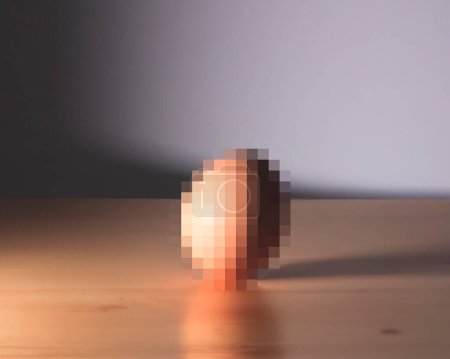 Photo for 3D render of a pixelated and censored egg. Conceptual still life. - Royalty Free Image
