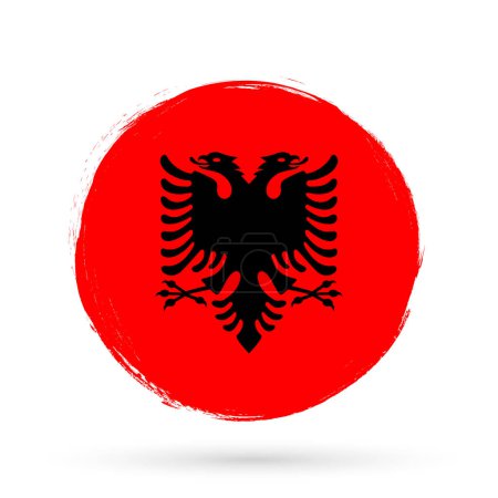 Téléchargez les illustrations : Flag of Albania, banner with grunge texture - en licence libre de droit