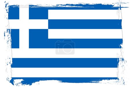 Téléchargez les illustrations : Flag of Greece, Hellenic Republic, banner with grunge texture - en licence libre de droit