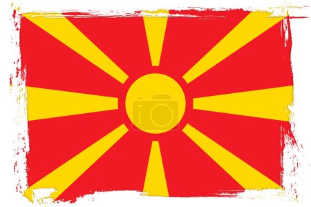 Téléchargez les illustrations : Flag of Macedonia. Republic of North Macedonia with grunge texture - en licence libre de droit