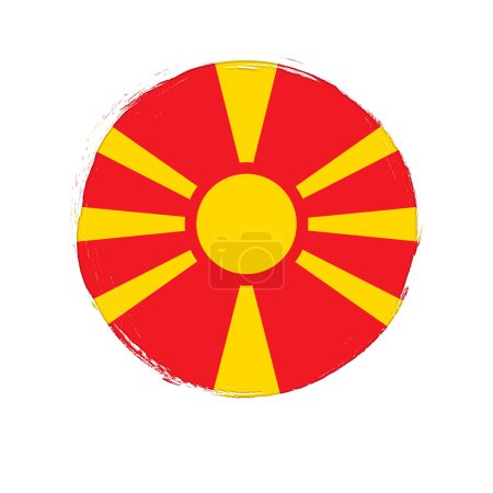 Téléchargez les illustrations : Drapeau de Macédoine. République de Macédoine du Nord avec texture grunge - en licence libre de droit