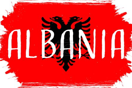 Téléchargez les illustrations : Flag of Albania, banner with grunge texture - en licence libre de droit