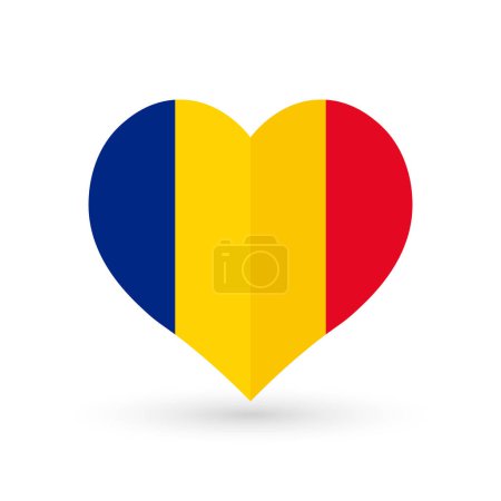 Téléchargez les illustrations : Symbole coeur, drapeau de Roumanie, illustration vectorielle - en licence libre de droit